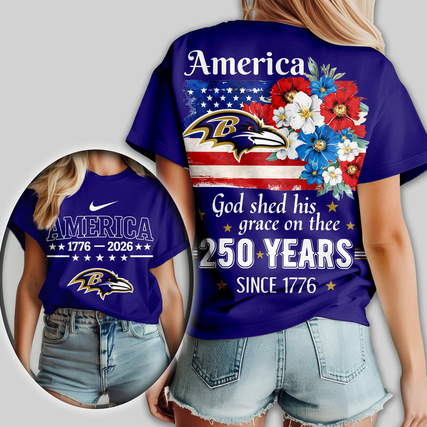 BR Premium NFL America God Shed His Grace On Thee Women Shirt DDT NTL