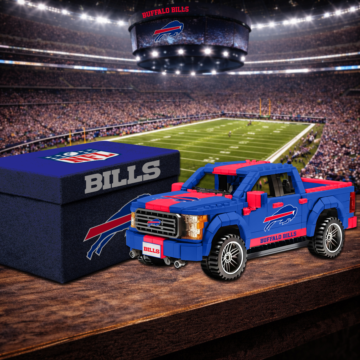 BUF X NFL Football-themed pickup truck building blocks 0703 NAK NHT