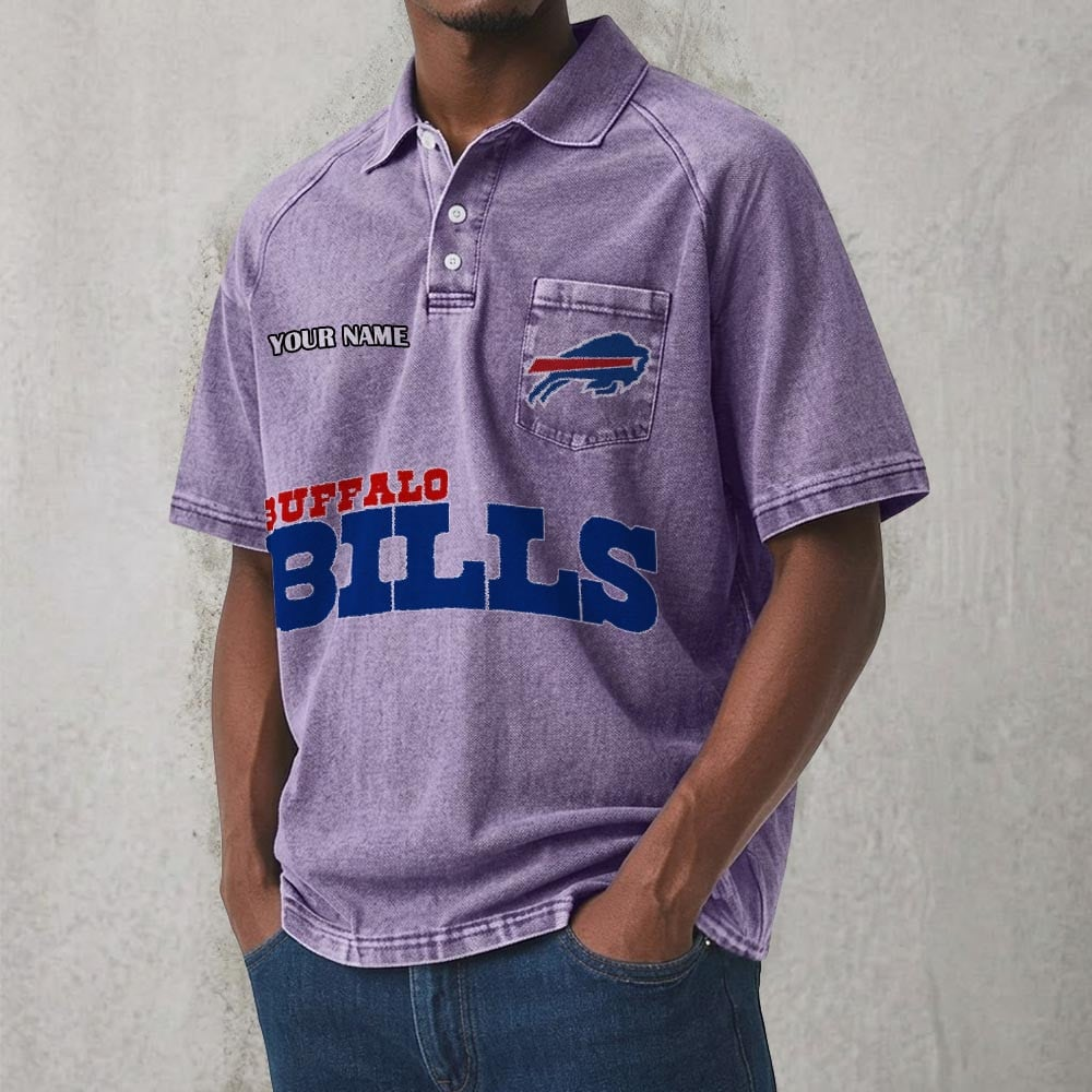 BUF x NFL Men's Distressed Turn-Down Collar Polo DATND TANTD 250526