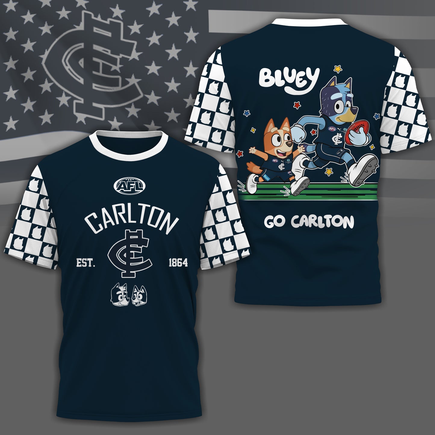 CB x AFL Premium Bluey 3D Shirt DDT TTTZ
