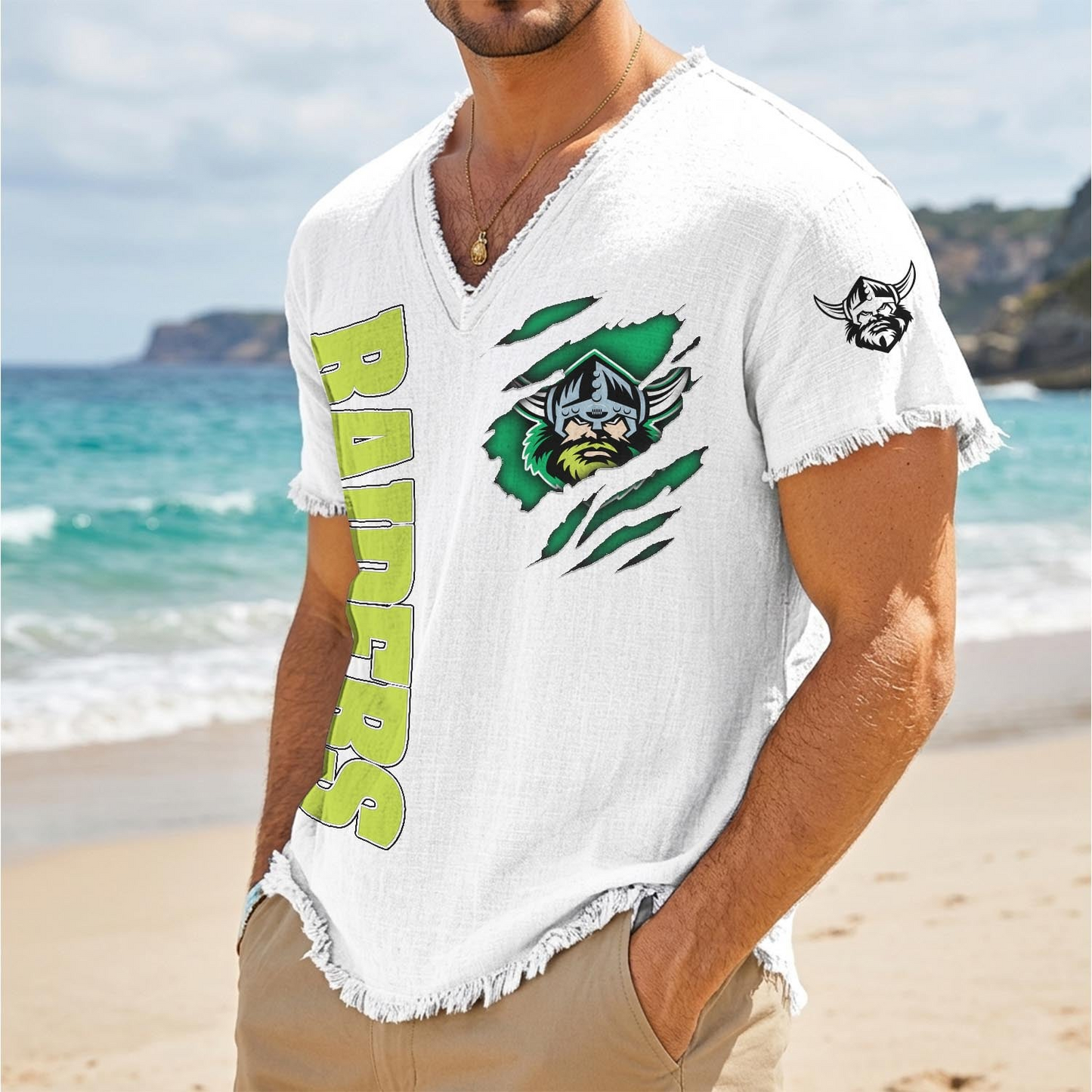 CBR x NRL V-Neck Linen Beach Shirt 1905 DatND DVT