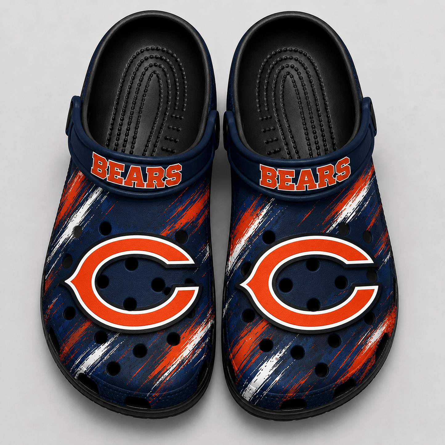 CHI Premium NFL Game Day Football Fan Sport Clogs Crocs Abstract Scratch 1706