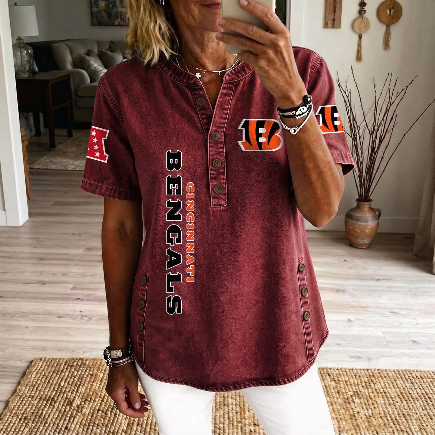 CIN x NFL Women‘s Denim Casual Tops DATND LBN 190526