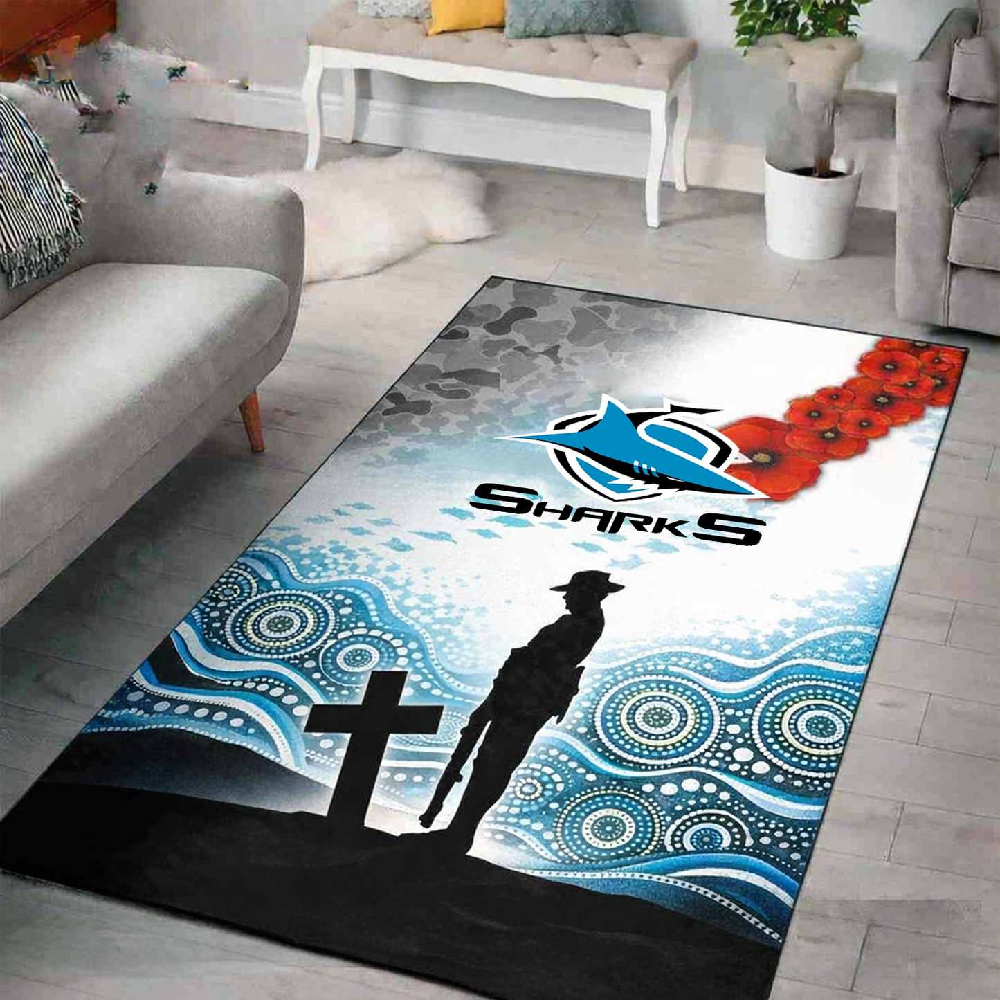 CRO x NRL Anzac Day Living Room And Bedroom Rug Limited Edition DatND DVT