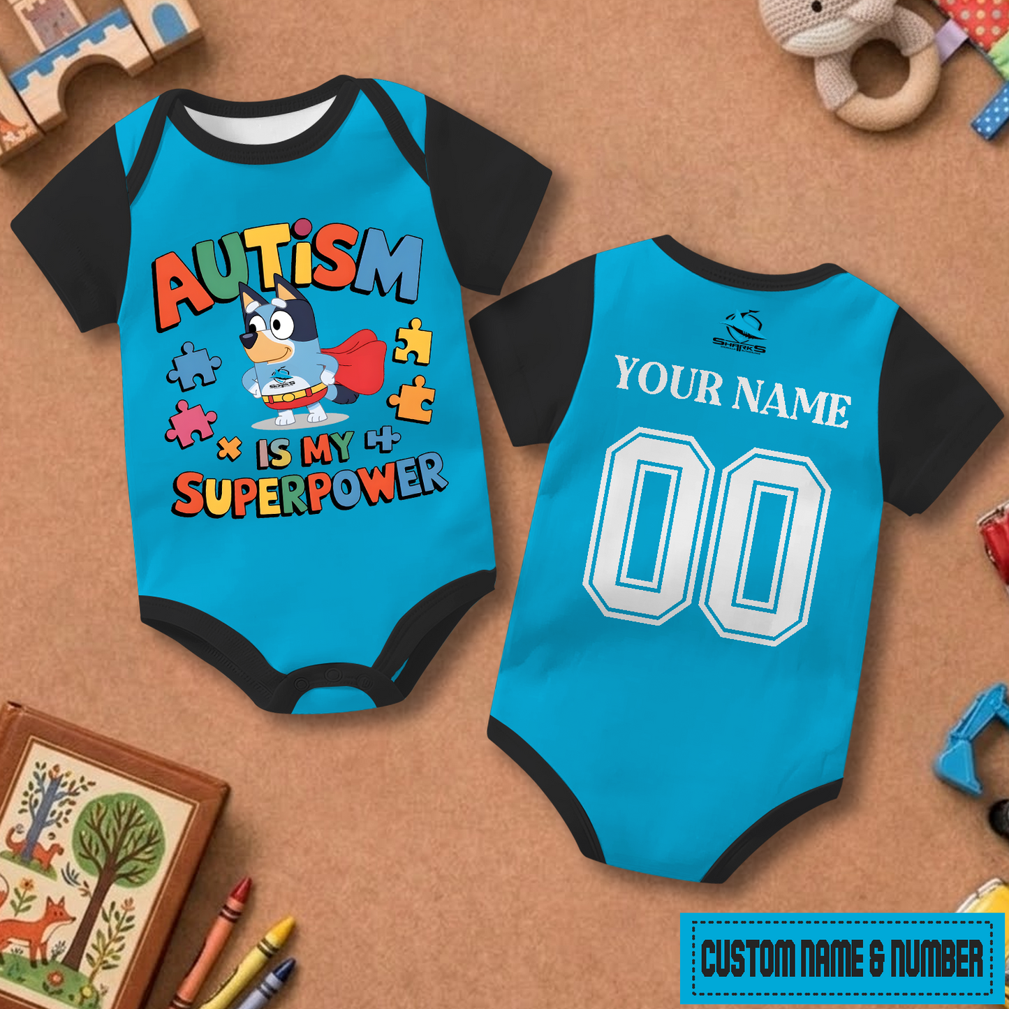 CRO x NRL Custom Name & Number Baby Romper DATND TANTD