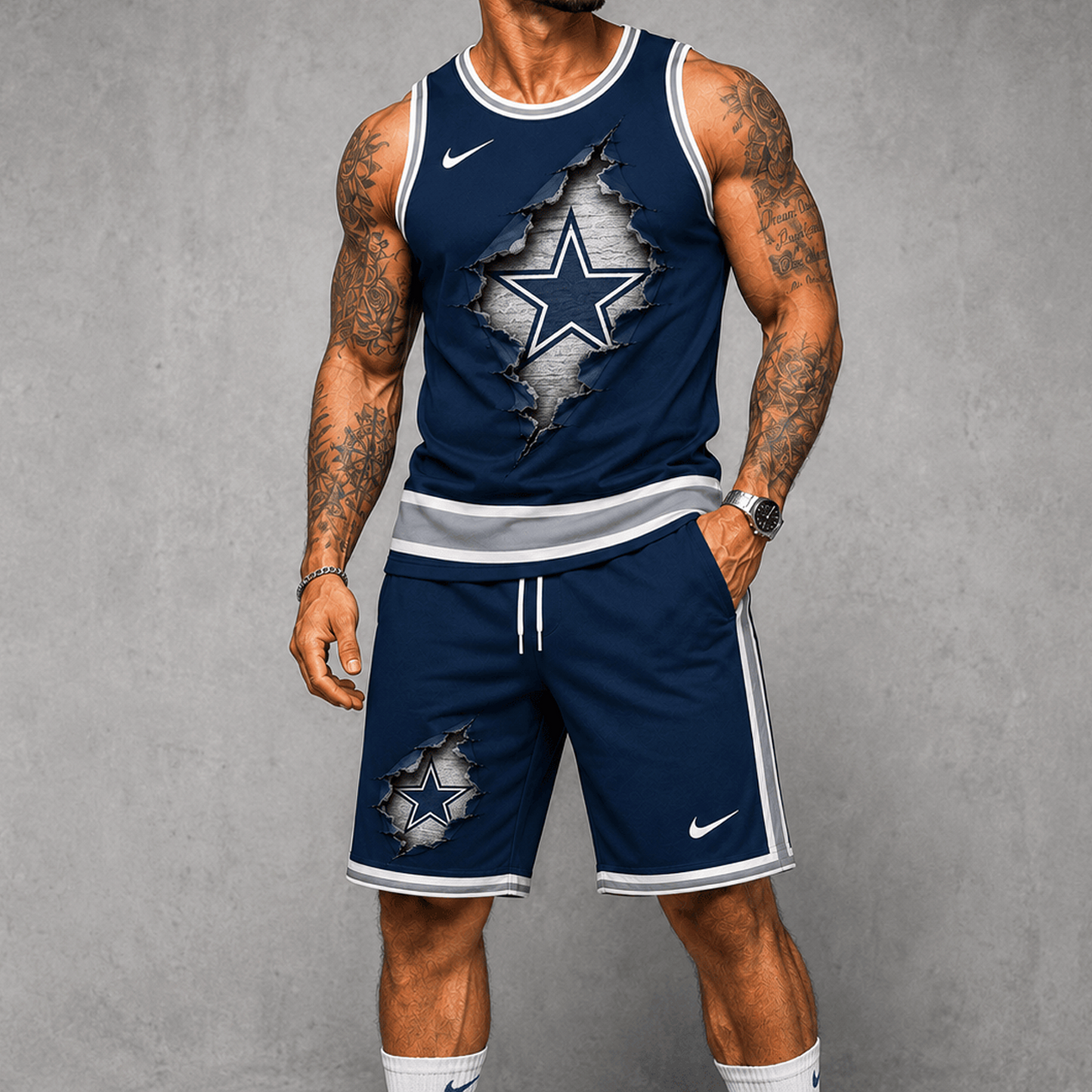 DAL Premium NFL Game Day Football Fan Tank Top and Shorts Set 1706