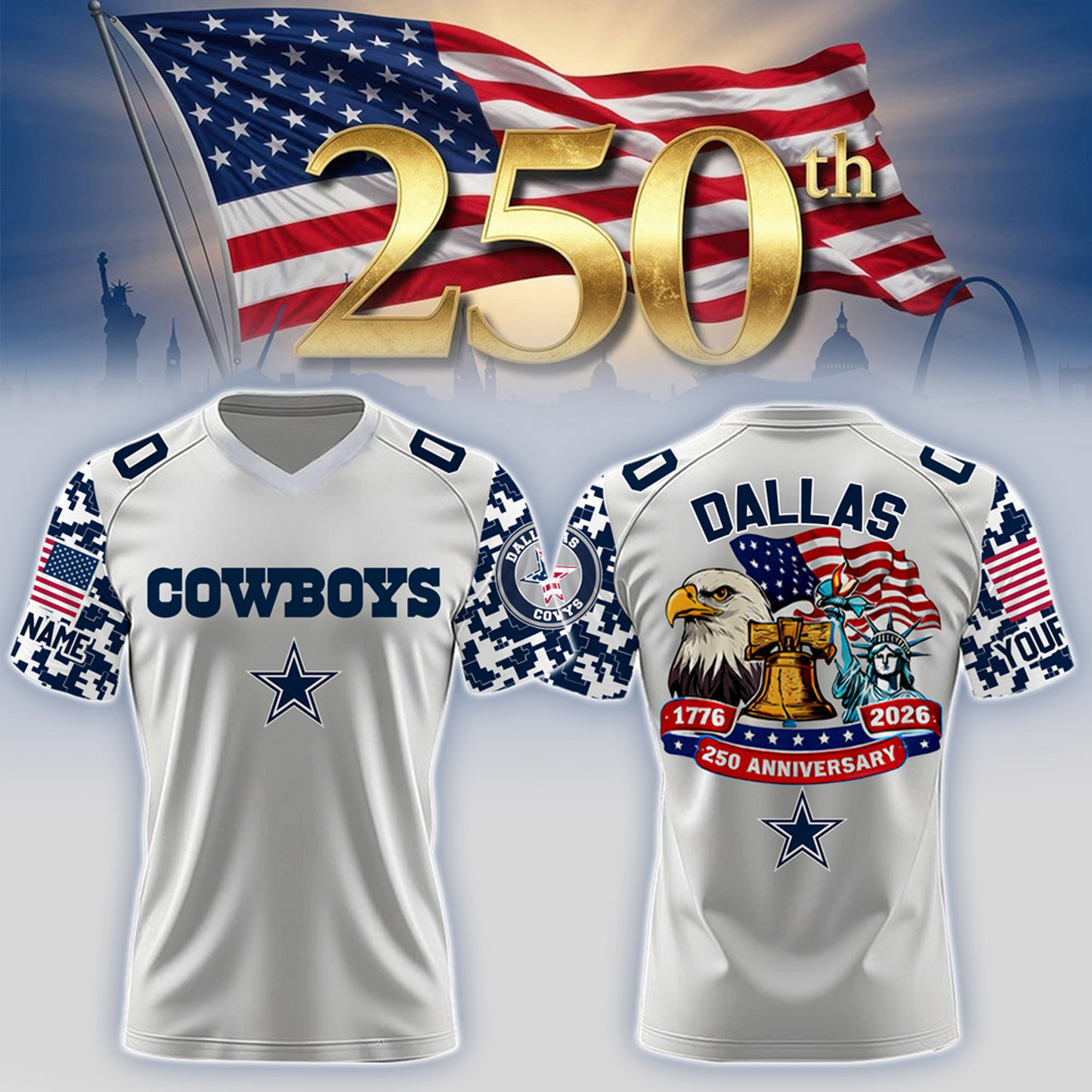 DAL x 250th Years USA Anniversary-V-neck Short Sleeve Jersey DATND TANTD