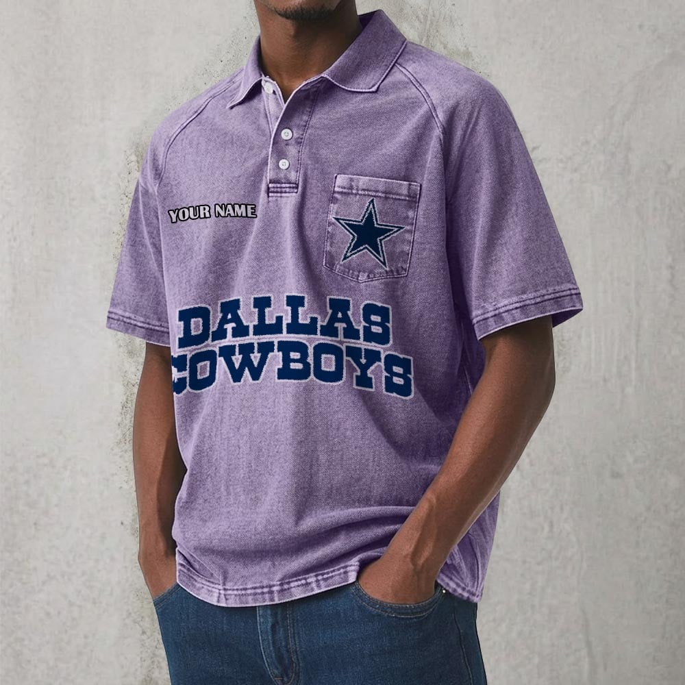 DAL x NFL Men's Distressed Turn-Down Collar Polo DATND TANTD 250526