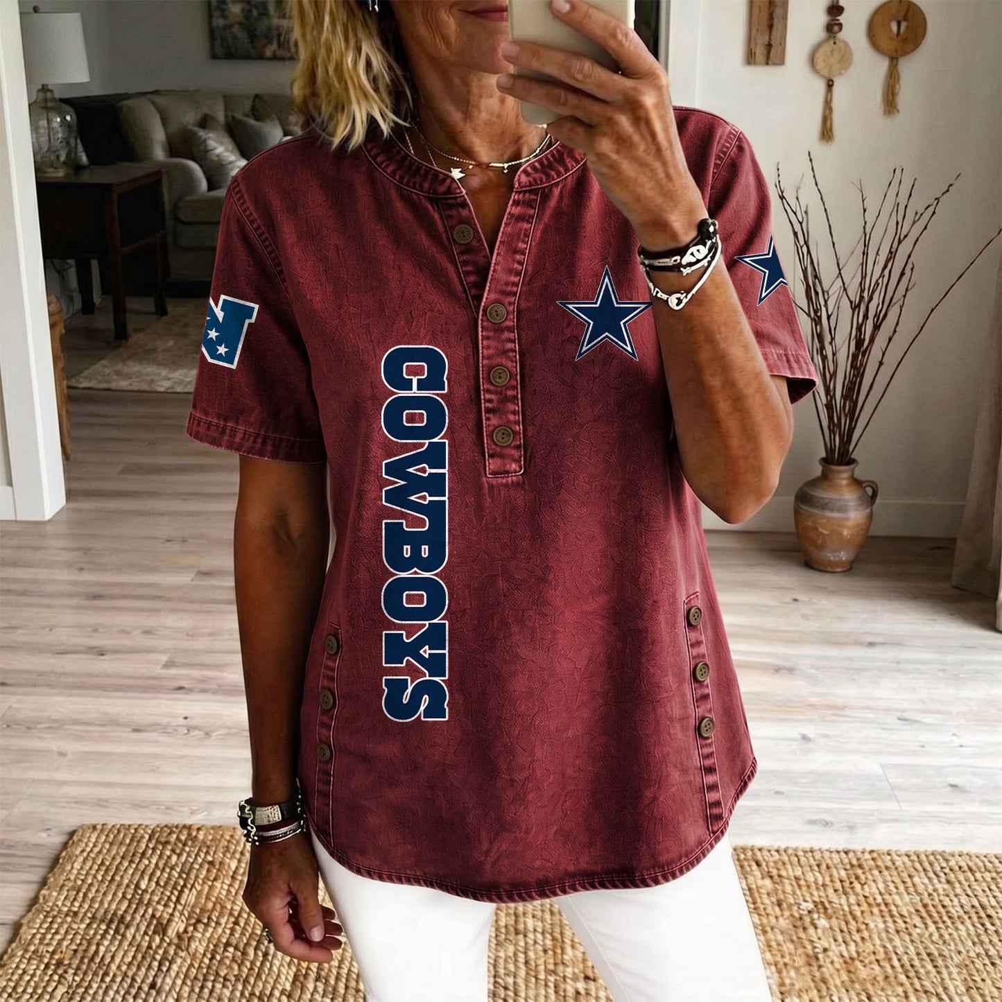 DAL x NFL Women‘s Denim Casual Tops DATND LBN 190526