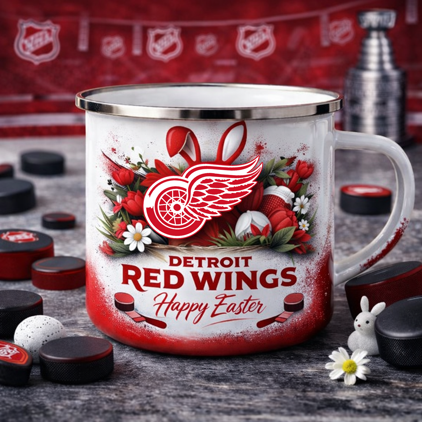 DET X NHL Easter-themed enamel mug 0703 NAK NHT
