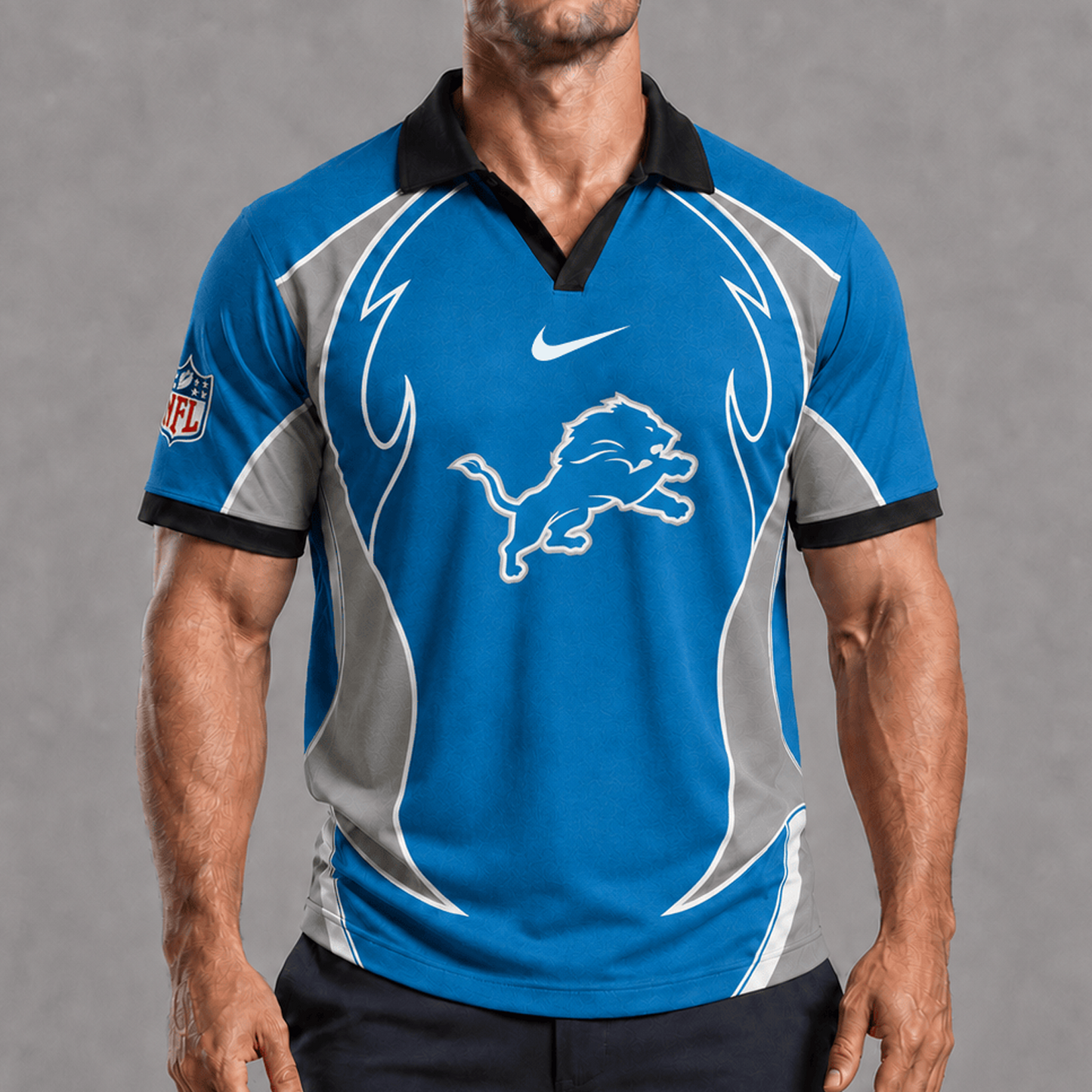 DET x NFL Premium Rugby Polo Shirt 1506