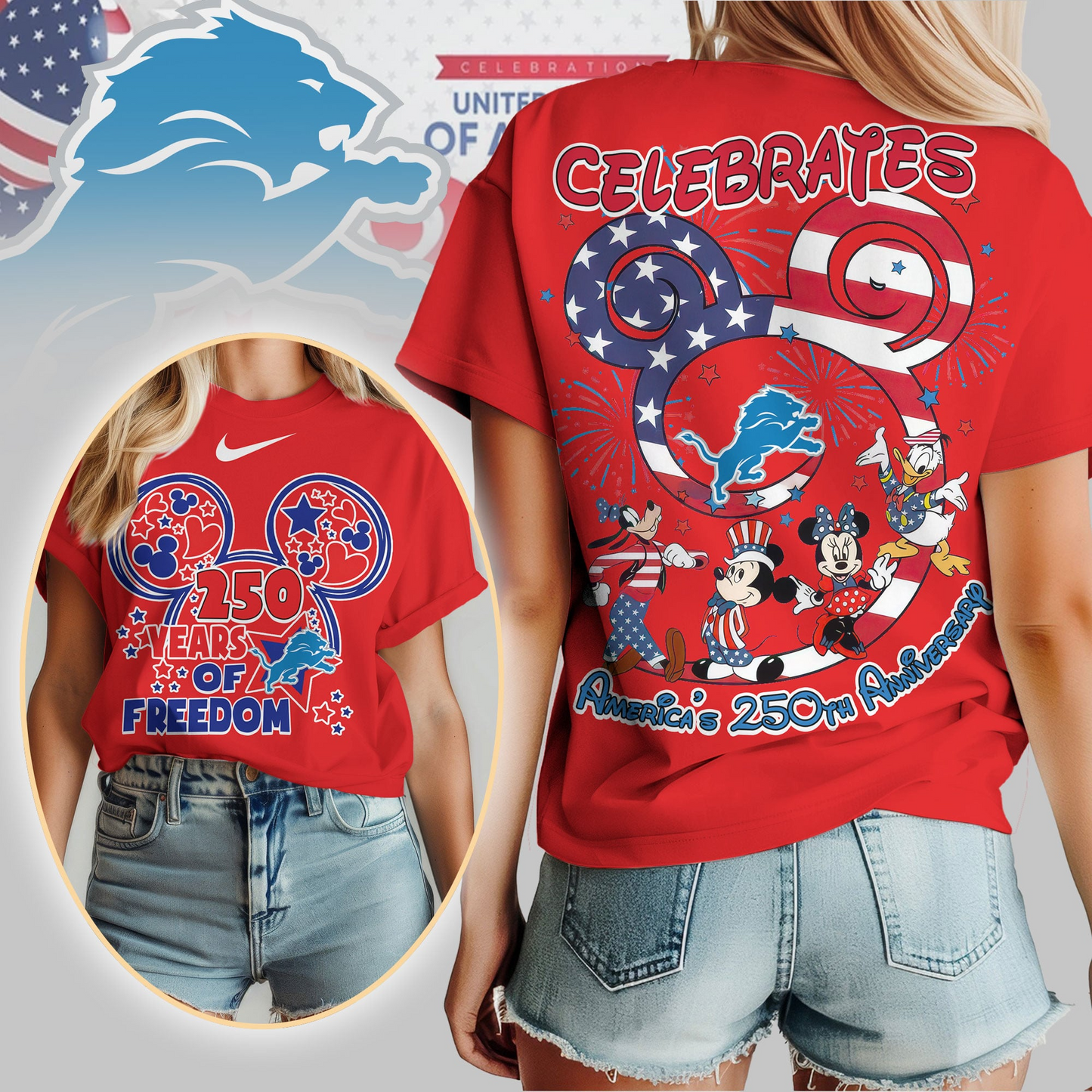 DL Premium NFL Mickey Celebrates America 250th Anniversary Women Shirt DDT NTL
