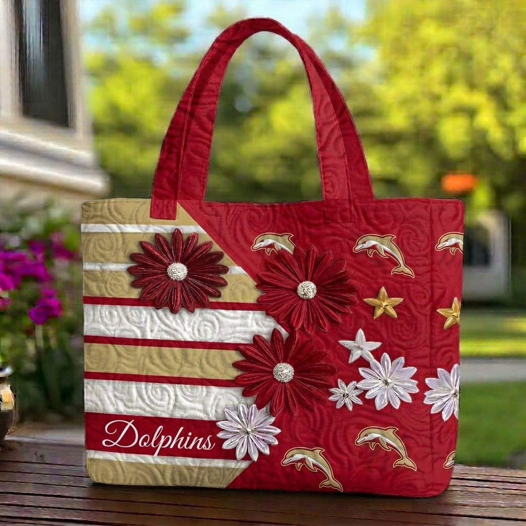 DOL x NRL Flowers Quilted Tote Bag Custom Name Gifts For Fan DDT LBN