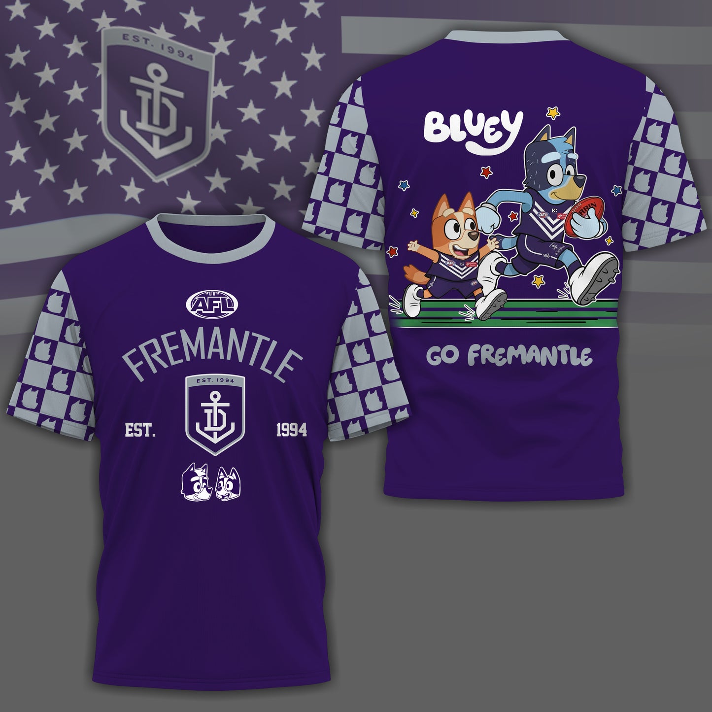 FD x AFL Premium Bluey 3D Shirt DDT TTTZ