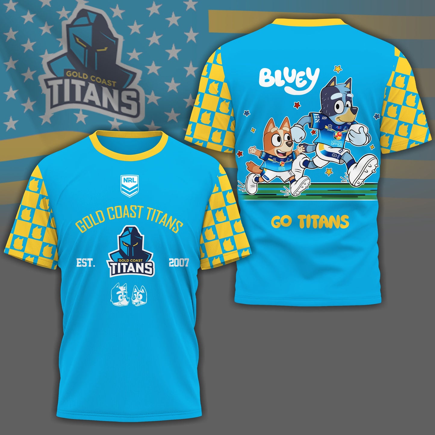 GCT x NRL Premium Bluey 3D Shirt DDT TTTZ
