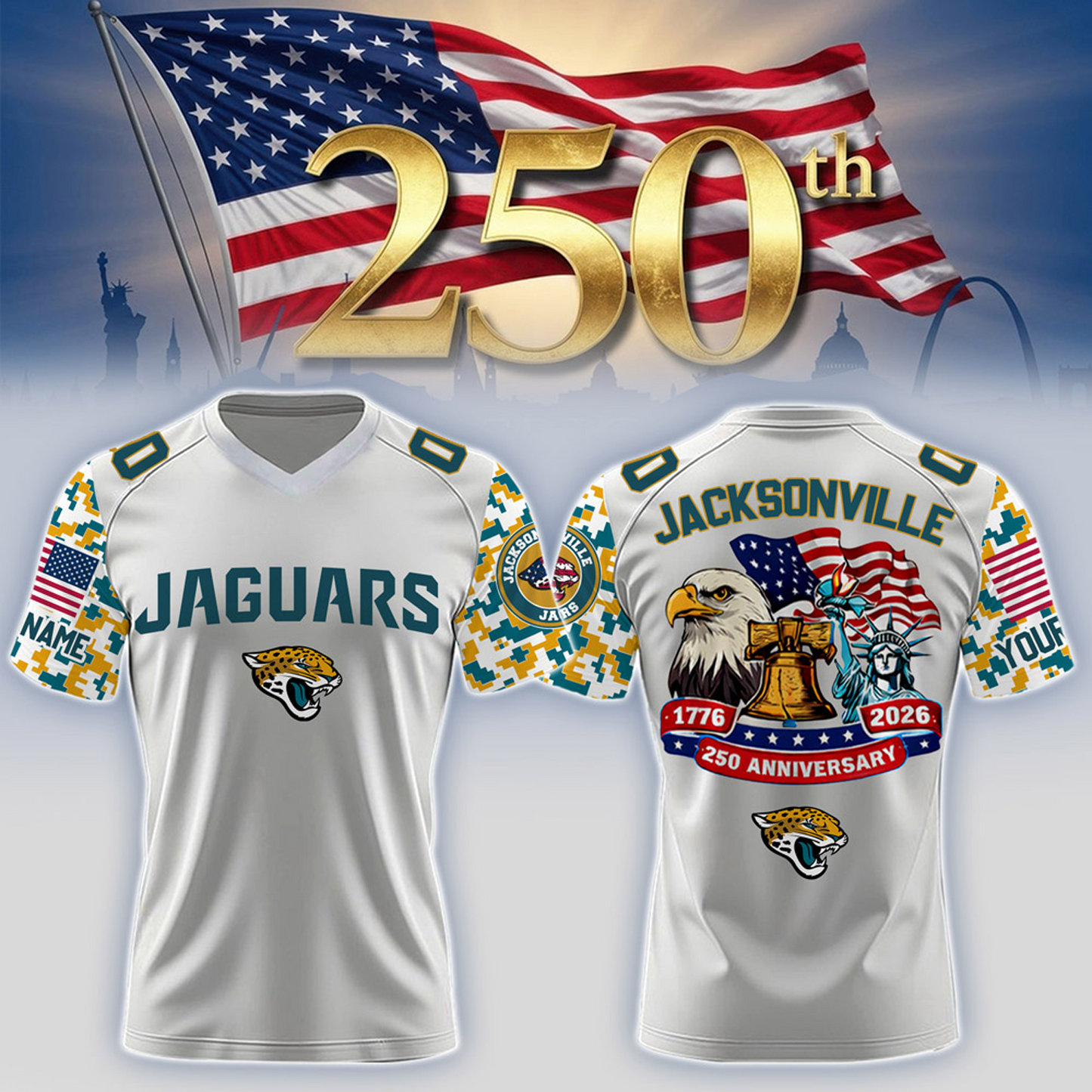 JAX x 250th Years USA Anniversary-V-neck Short Sleeve Jersey DATND TANTD