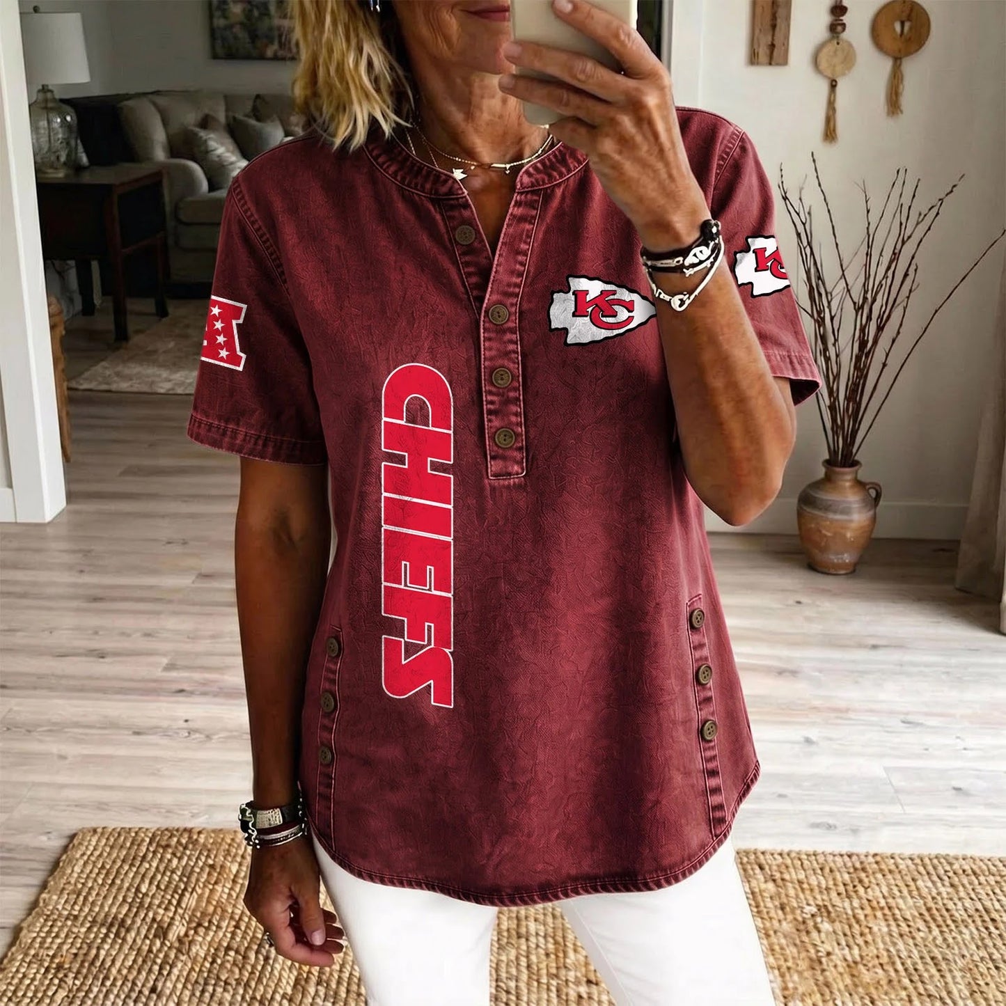 KAN x NFL Women‘s Denim Casual Tops DATND LBN 190526
