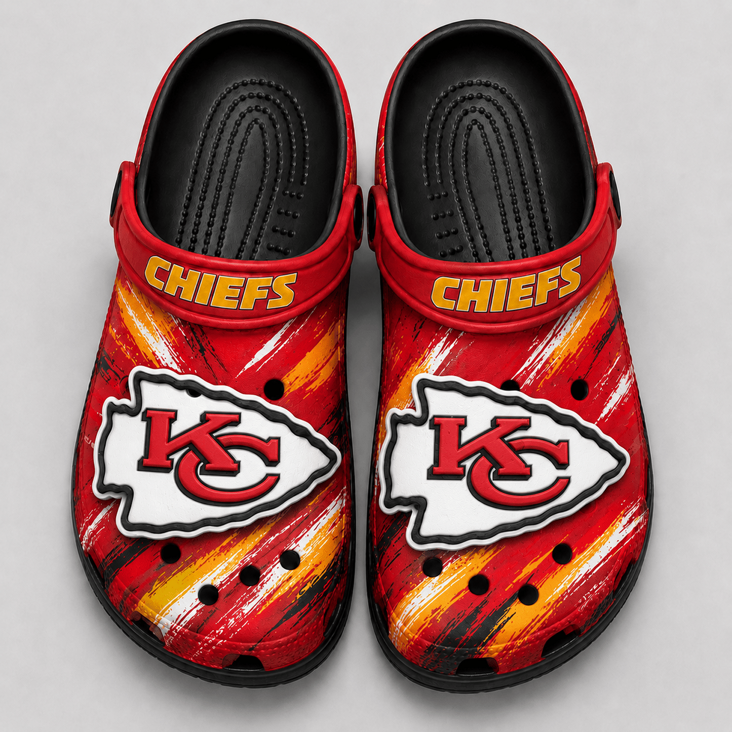 KC Premium NFL Game Day Football Fan Sport Clogs Crocs Abstract Scratch 1706