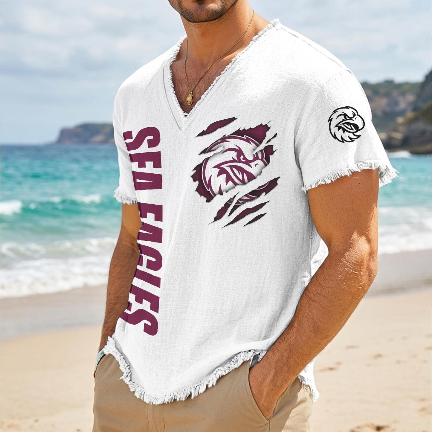 MAN x NRL V-Neck Linen Beach Shirt 1905 DatND DVT