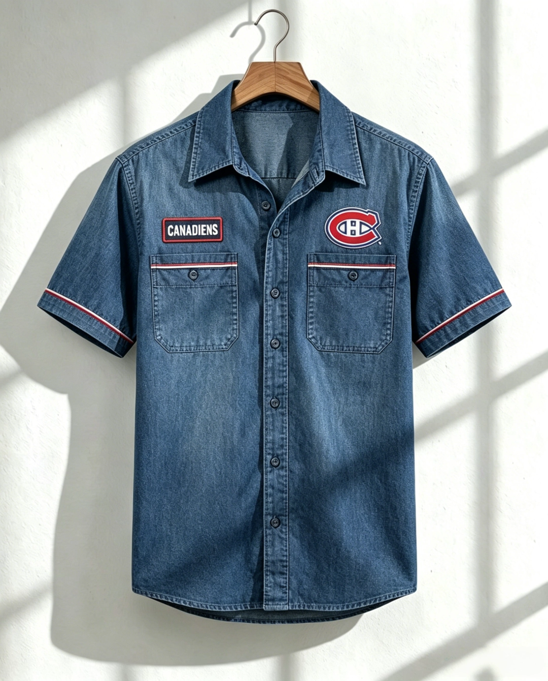 MC x NHL Print Denim Short-Sleeve Work Shirt 180526 DatND LBN
