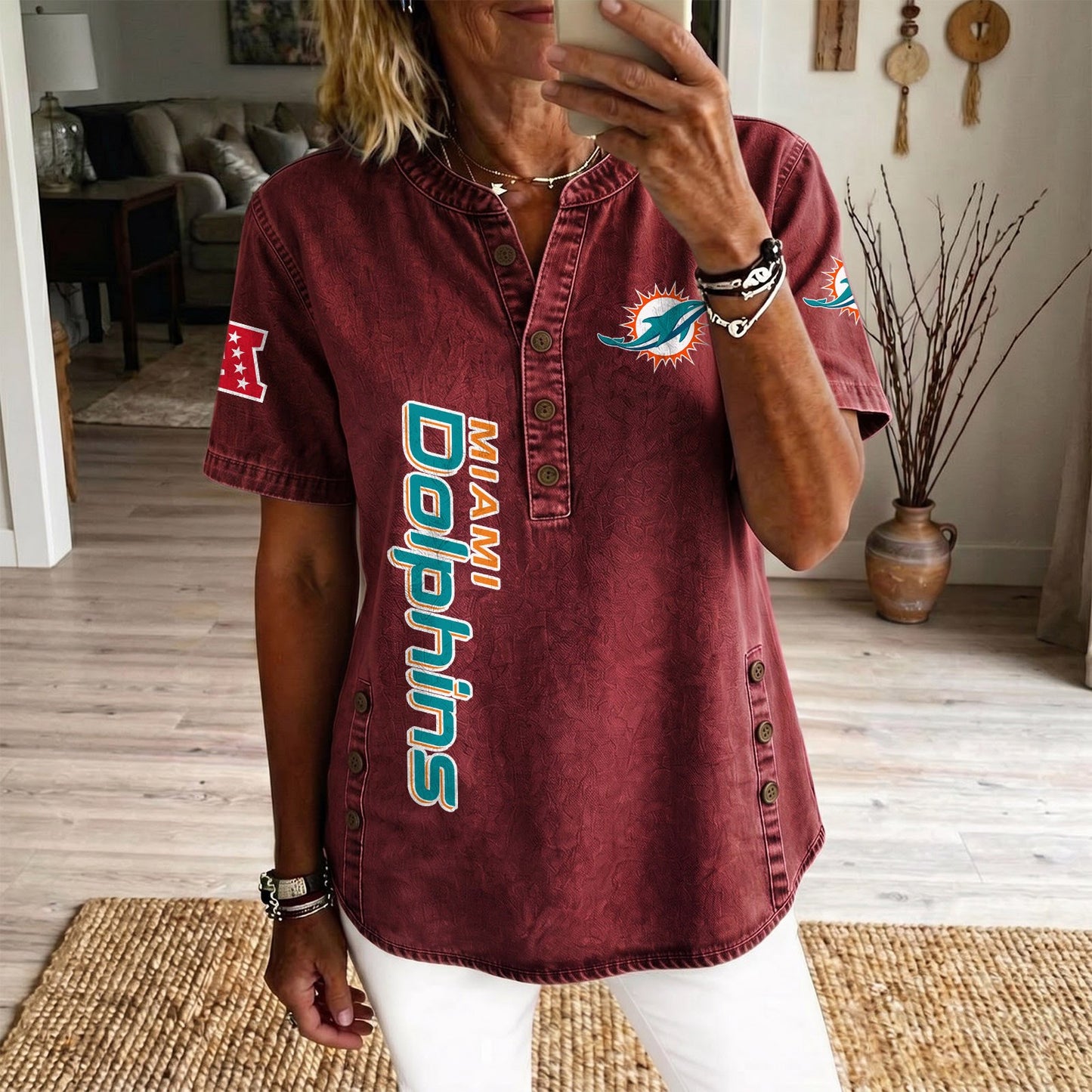 MIA x NFL Women‘s Denim Casual Tops DATND LBN 190526