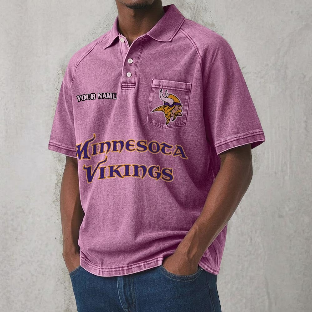 MIN x NFL Men's Distressed Turn-Down Collar Polo DATND TANTD 250526