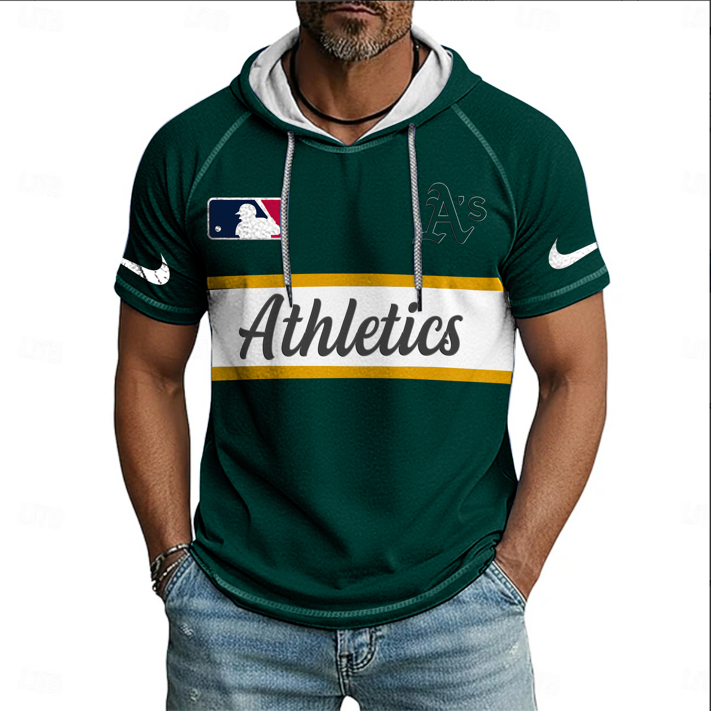 MLB x ATH Baseball Hooded Short Sleeve Shirt HLP 280426 HLPHUONG