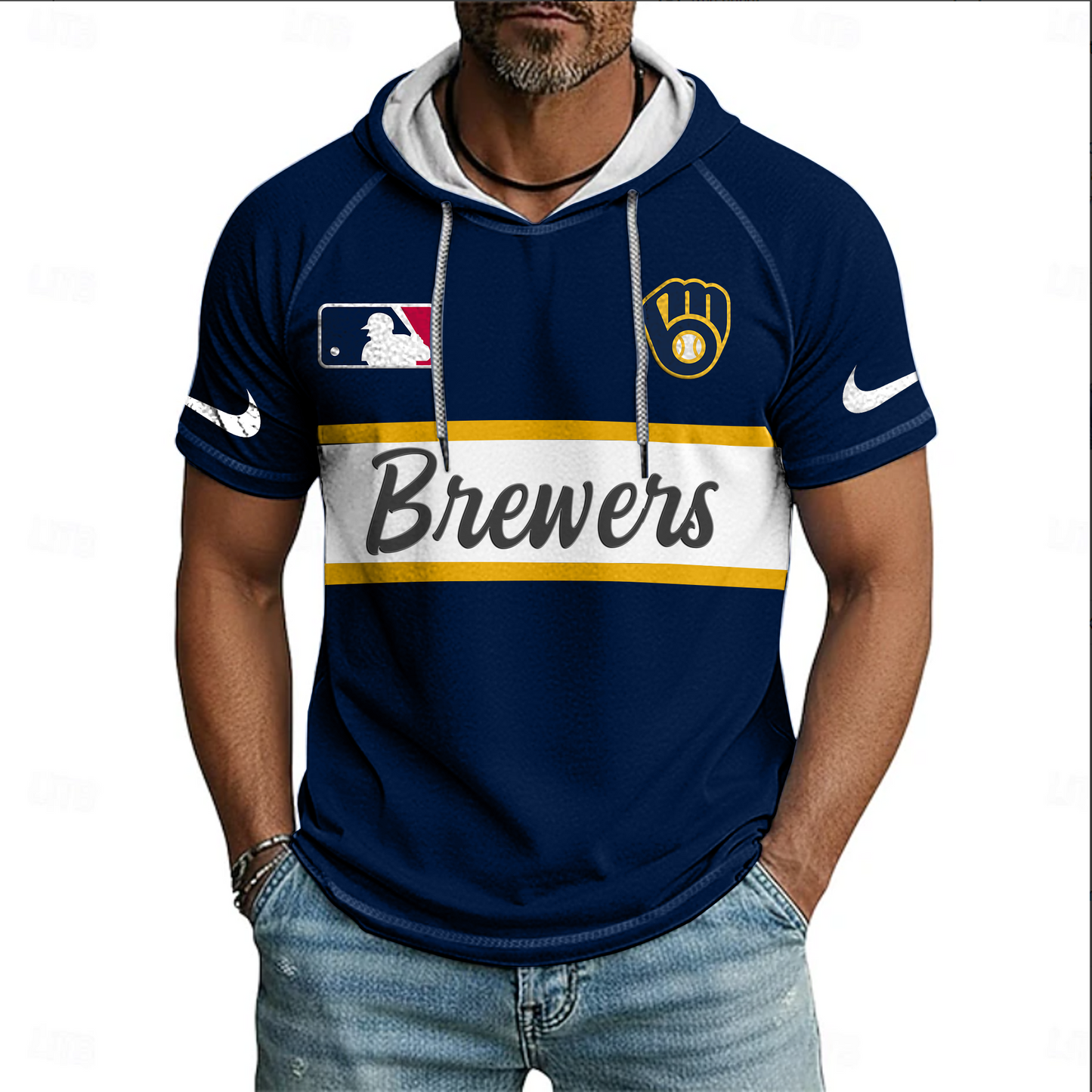 MLB x MIL Baseball Hooded Short Sleeve Shirt HLP 280426 HLPHUONG