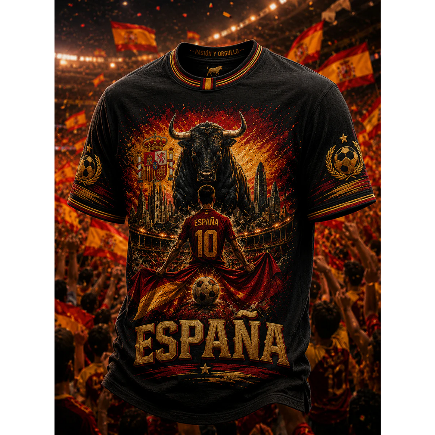 Men's Spanish Football Print Casual Shirt V14 DATND TANTD 050626