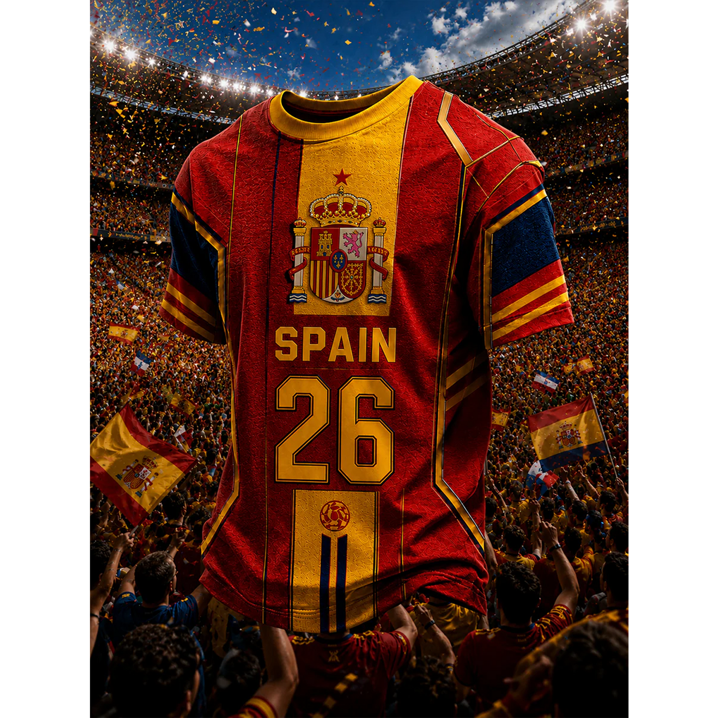 Men's Spanish Football Print Casual Shirt V28 DATND TANTD 050626