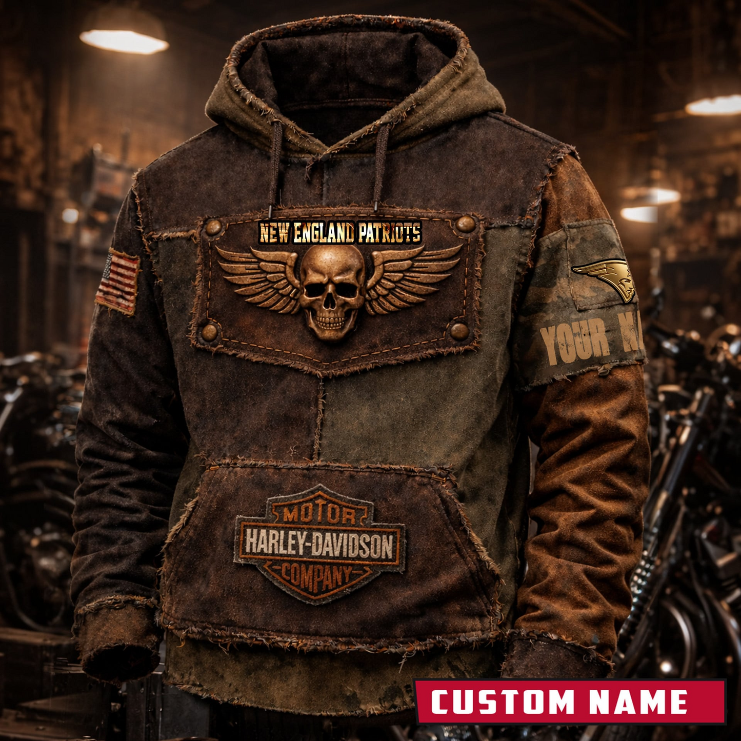 NEP x NFL Motorcycle Personalized Vintage Hoodie DDT NTL