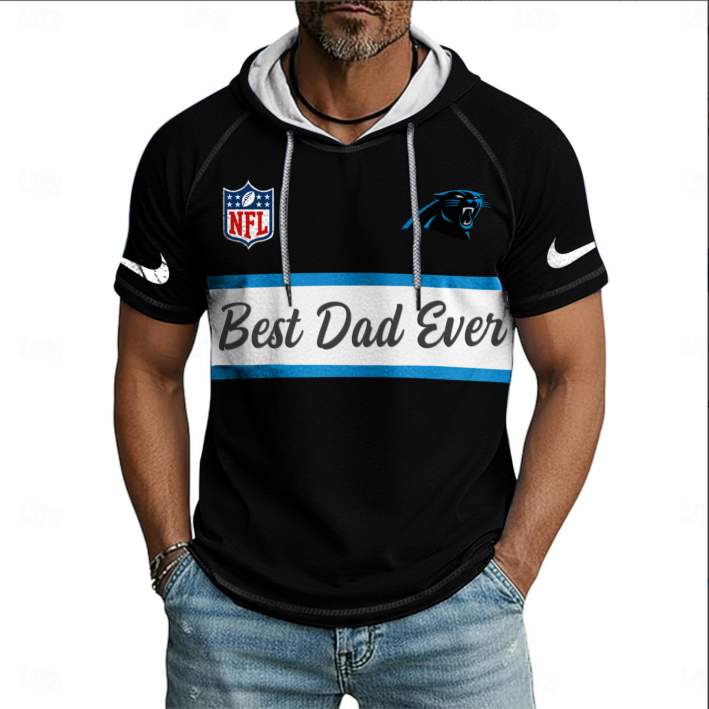 NFL x CAR Best Dad Hooded Short Sleeve Shirt HLP 220426 HLPHUONG