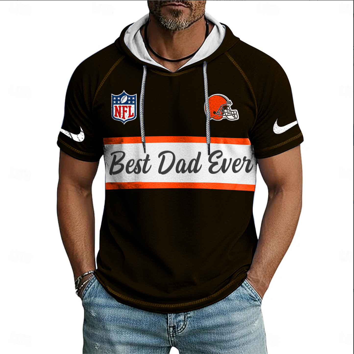 NFL x CLE Best Dad Hooded Short Sleeve Shirt HLP 220426 HLPHUONG