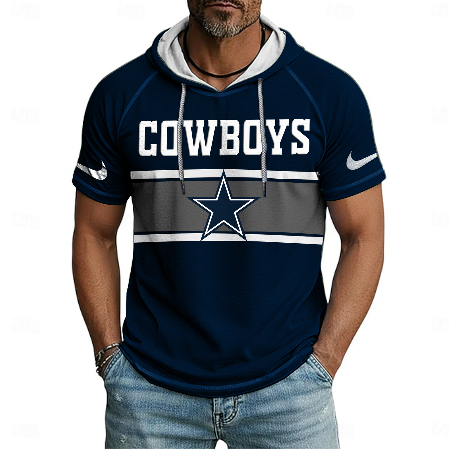 NFL x DAL Hooded Short Sleeve Shirt HLP 030426 HLPHUONG