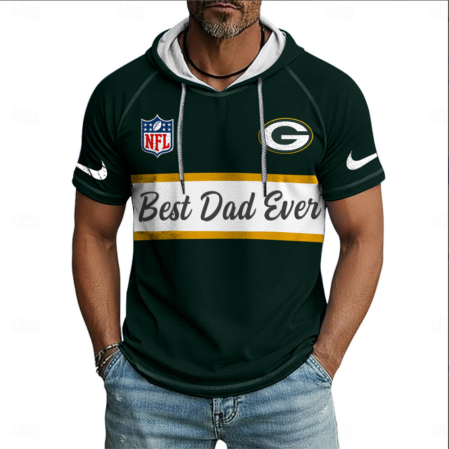 NFL x GB Best Dad Hooded Short Sleeve Shirt HLP 220426 HLPHUONG