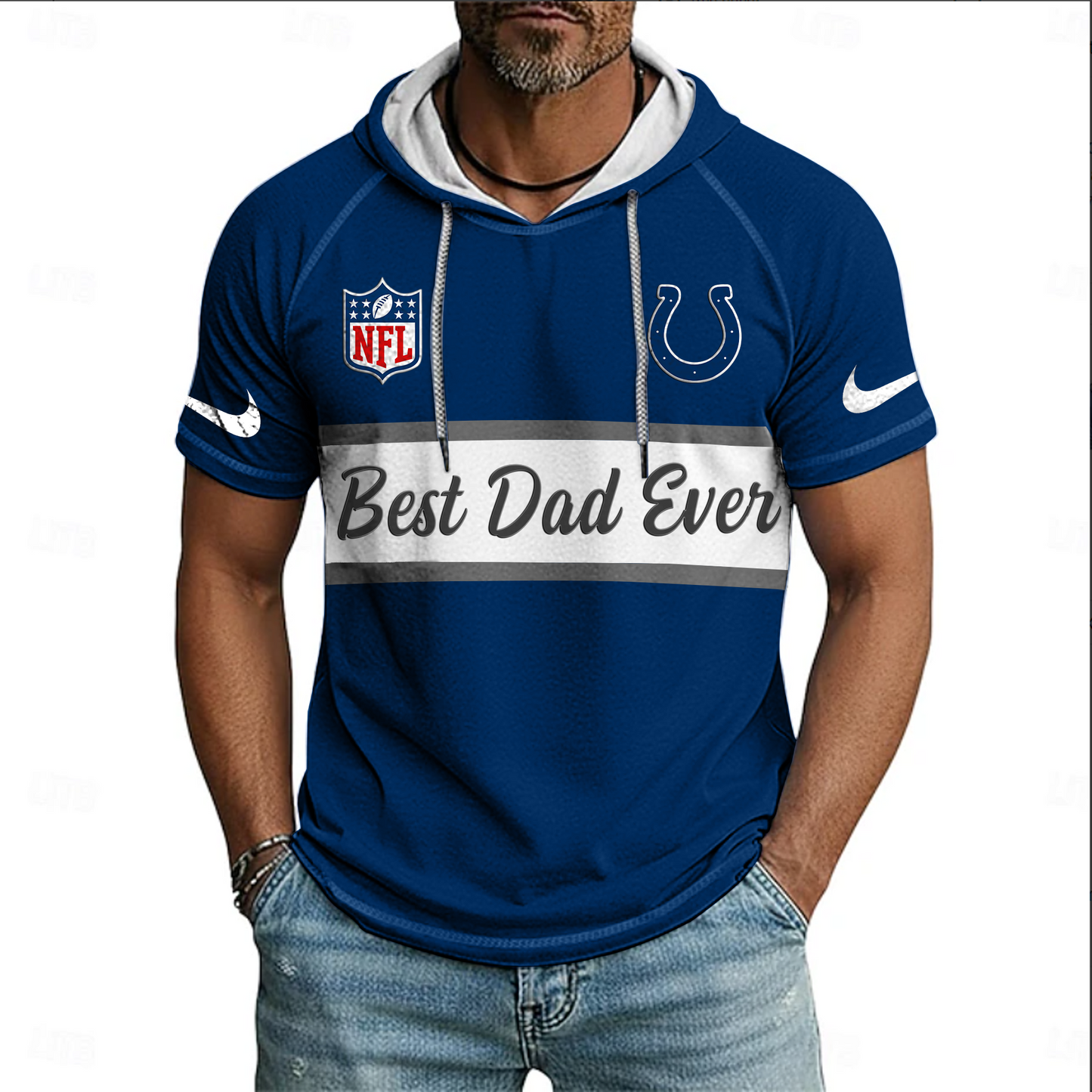 NFL x IND Best Dad Hooded Short Sleeve Shirt HLP 220426 HLPHUONG