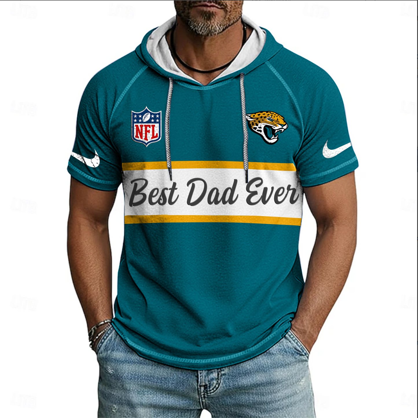 NFL x JAX Best Dad Hooded Short Sleeve Shirt HLP 220426 HLPHUONG