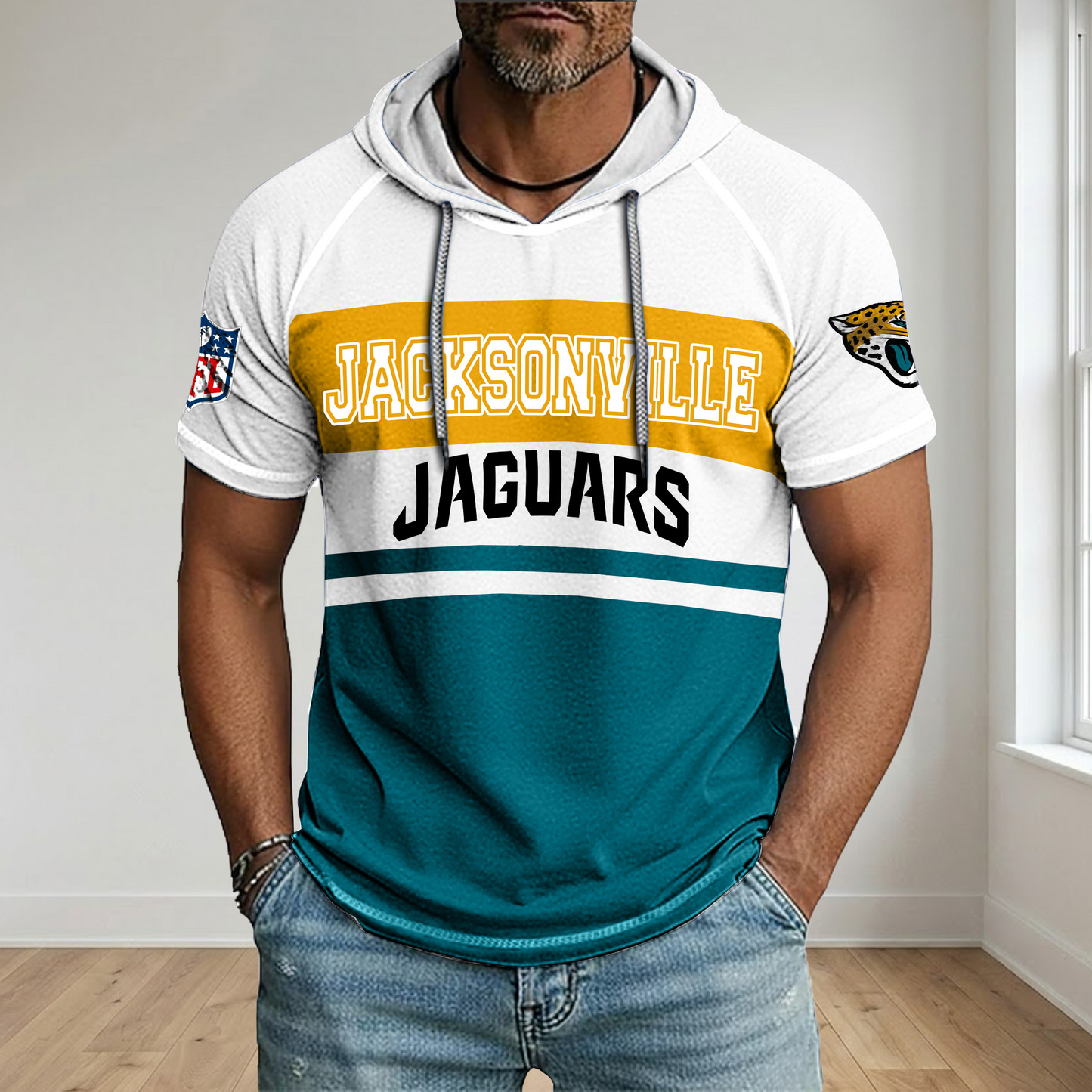 NFL x JAX Football Hooded Short Sleeve Shirt HLP 280426 HLPHUONG