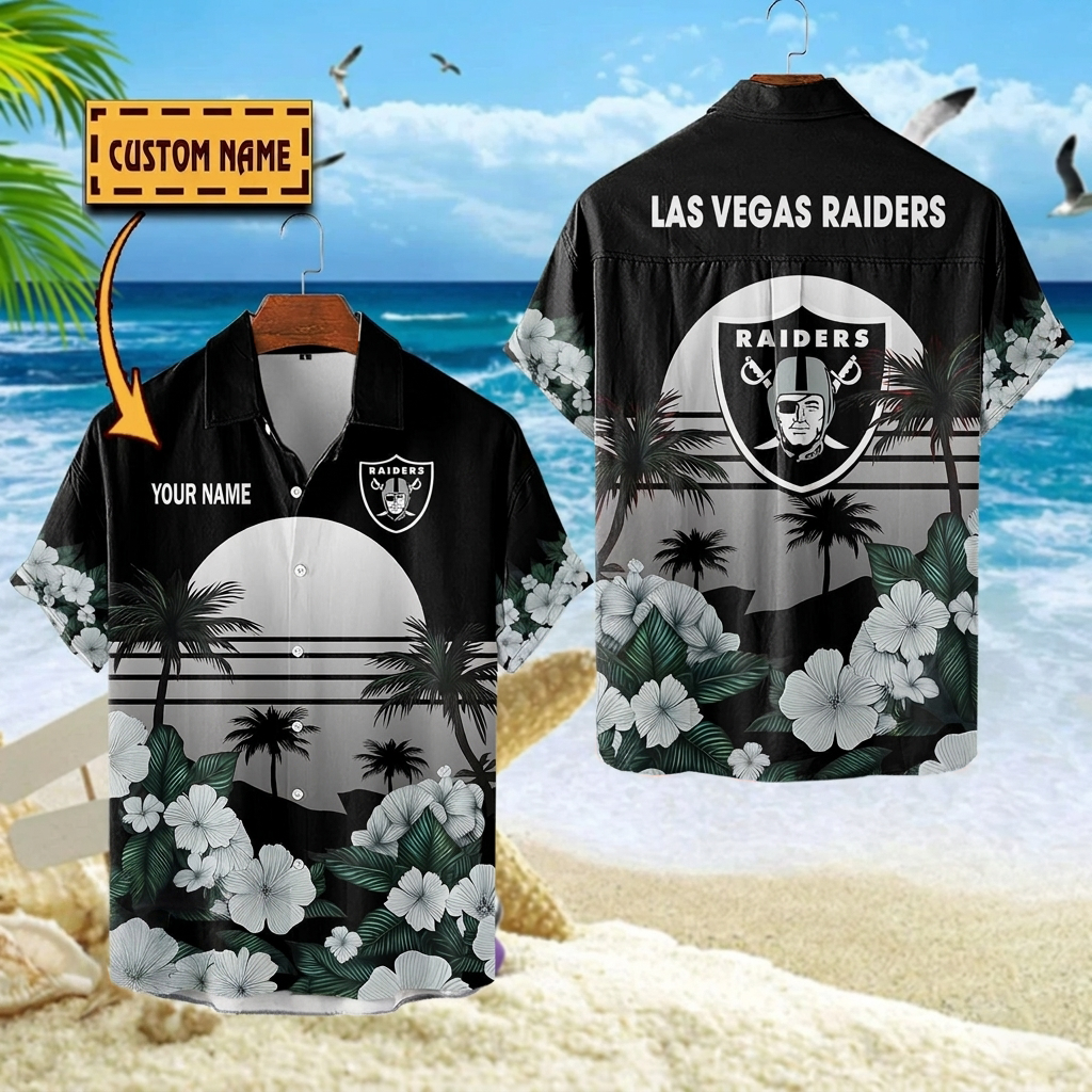 NFL x LV Football Palm Trees Flower Custom Name Hawaiian Shirt HLP 070526 LBN