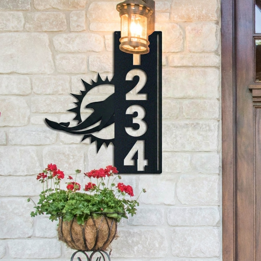 NFL x MIA Custom Address Metal Sign HLP 40526 LBN