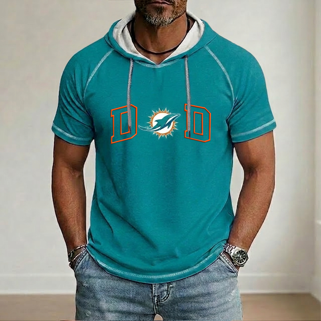 NFL x MIA Dad Hooded Short Sleeve Shirt HLP 280426 LBN