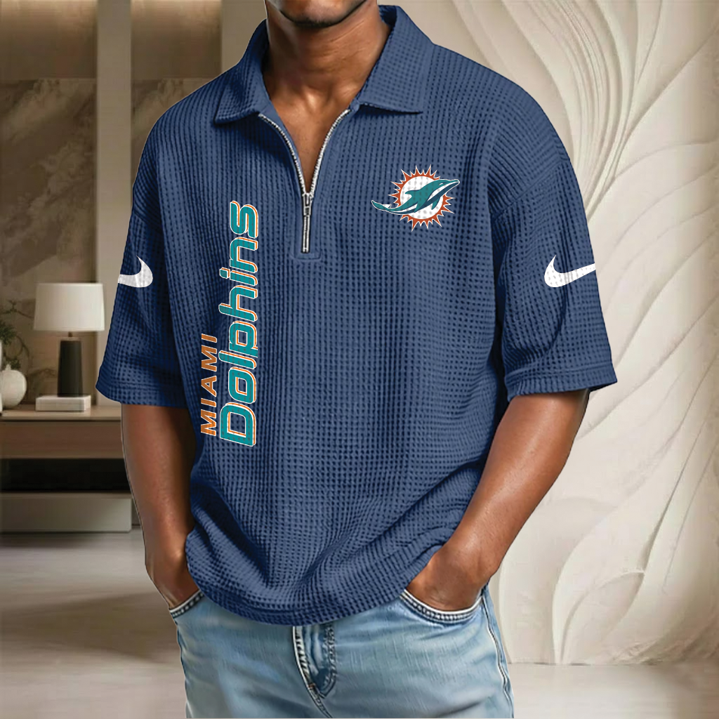 NFL x MIA Waffle Half-Zip Polo Shirt HLP 070326 HLPHUONG