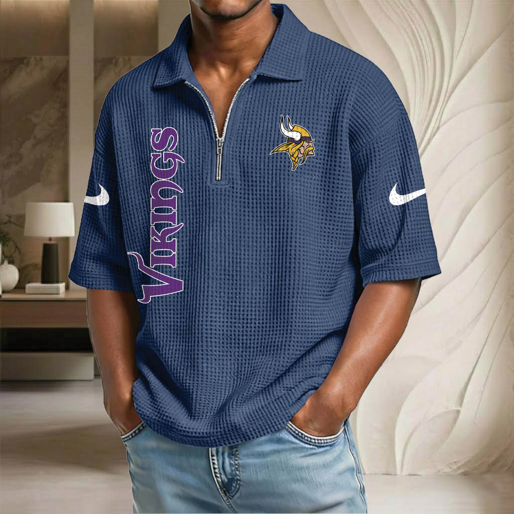 NFL x MIN Waffle Half-Zip Polo Shirt HLP 070326 HLPHUONG