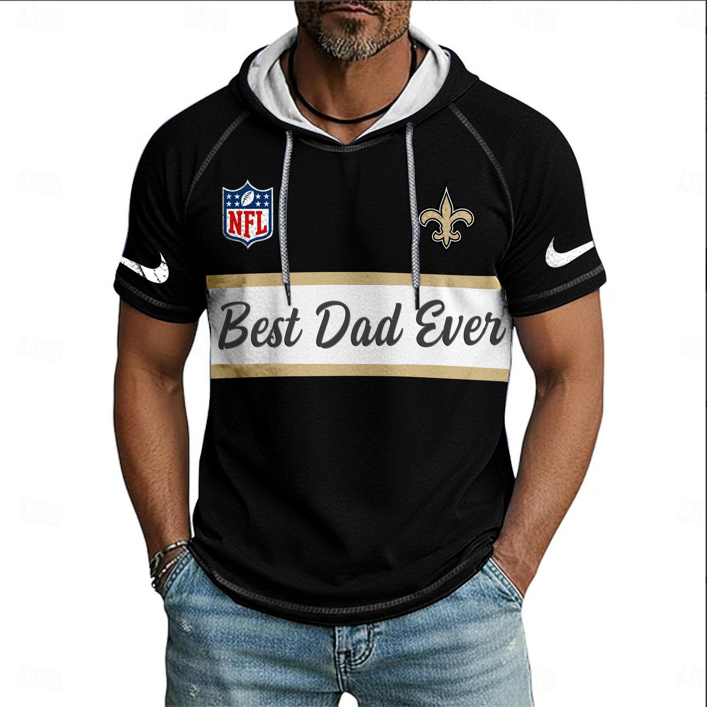 NFL x NO Best Dad Hooded Short Sleeve Shirt HLP 220426 HLPHUONG