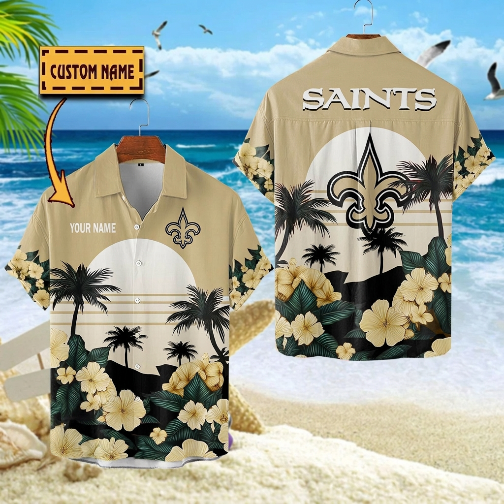NFL x NO Football Palm Trees Flower Custom Name Hawaiian Shirt HLP 070526 LBN