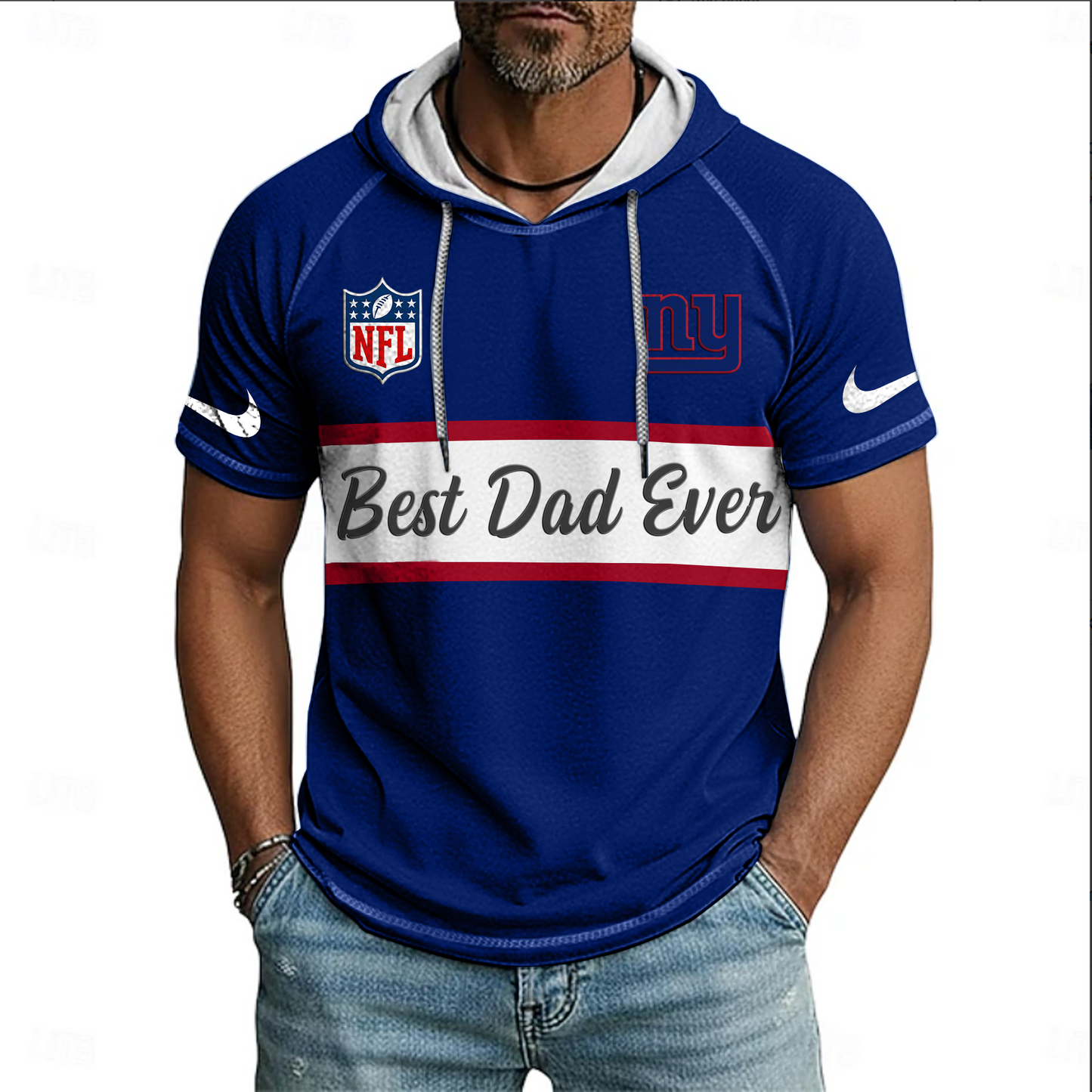 NFL x NYG Best Dad Hooded Short Sleeve Shirt HLP 220426 HLPHUONG