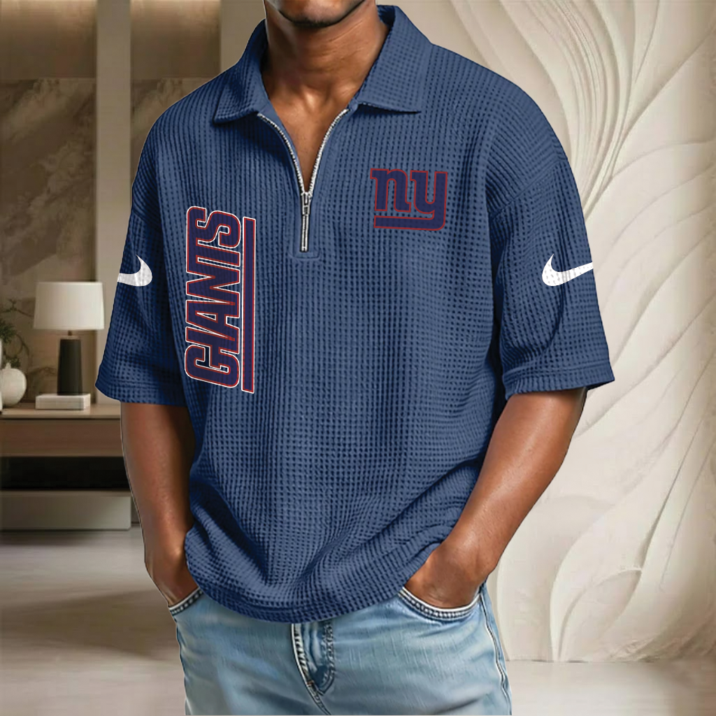 NFL x NYG Waffle Half-Zip Polo Shirt HLP 070326 HLPHUONG