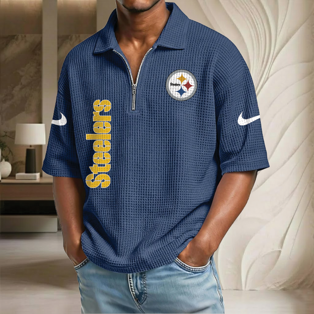 NFL x PIT Waffle Half-Zip Polo Shirt HLP 070326 HLPHUONG