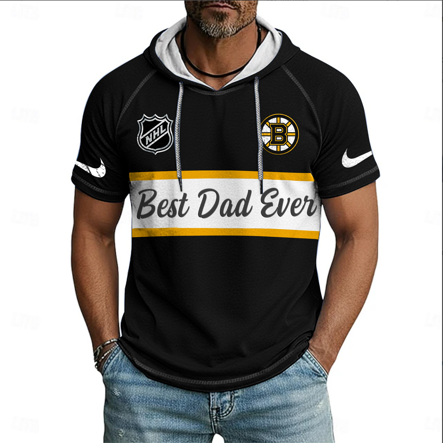 NHL x BOS Best Dad Hooded Short Sleeve Shirt HLP 220426 HLPHUONG