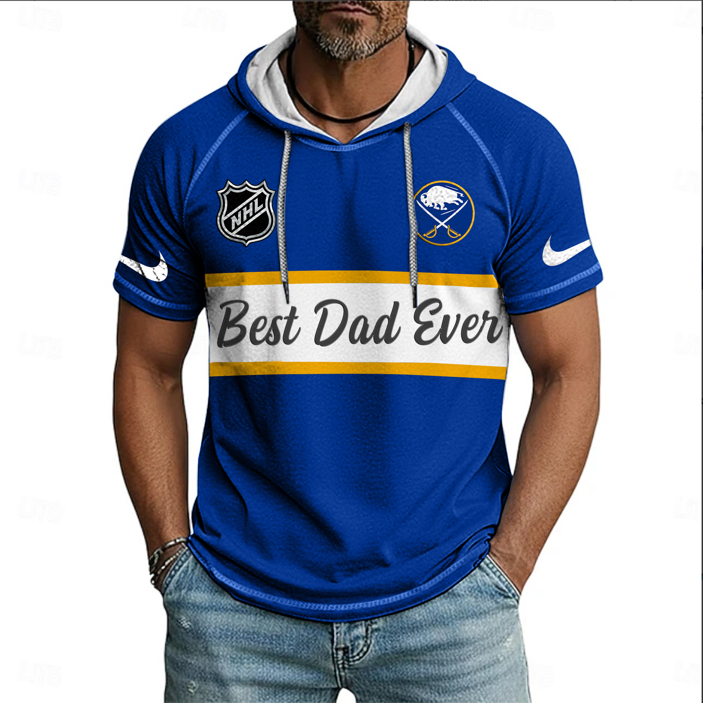 NHL x BUF Best Dad Hooded Short Sleeve Shirt HLP 220426 HLPHUONG